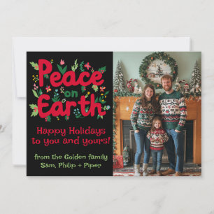 PEACE ON EARTH CUSTOM PHOTO Christmas Holidays Holiday Card