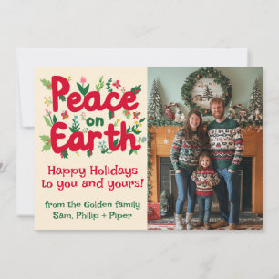 PEACE ON EARTH CUSTOM PHOTO Christmas Holidays  Holiday Card