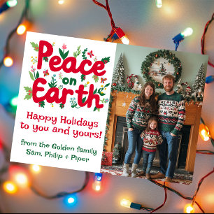 PEACE ON EARTH CUSTOM PHOTO Christmas Holidays  Holiday Card