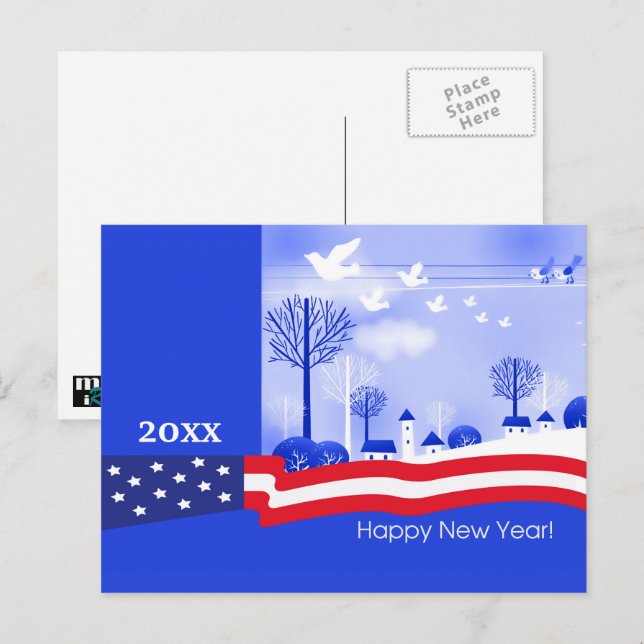 Peace on Earth. Custom Year Patriotic New Year's  Holiday Postcard (Front/Back)
