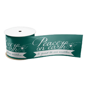 Peace on Earth Customise Colours Christmas Ribbon Satin Ribbon