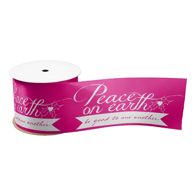 Peace on Earth Customise Colours Christmas Ribbon Satin Ribbon (Spool)
