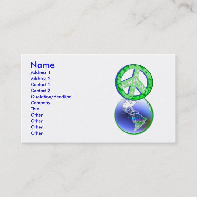 Peace on Earth Day Business Card (Front)
