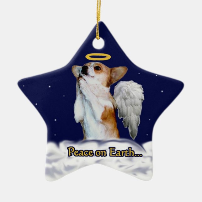 Peace on Earth Dott Angel Star Ornament (Front)