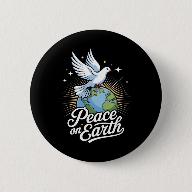 Peace On Earth Dove And Globe Faith Christmas  6 Cm Round Badge (Front)