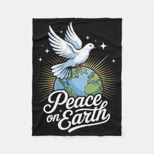 Peace On Earth Dove And Globe Faith Christmas Fleece Blanket