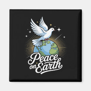 Peace On Earth Dove And Globe Faith Christmas  Magnet