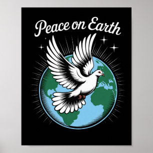 Peace On Earth Dove And Globe Faith Christmas Spir Poster