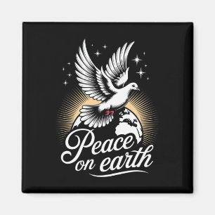 Peace On Earth Dove And Globe Peaceful Christmas Magnet