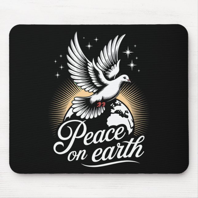 Peace On Earth Dove And Globe Peaceful Christmas  Mouse Pad (Front)