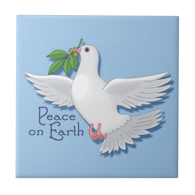 Peace On Earth Dove Ceramic Tile (Front)