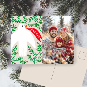 Peace on Earth Dove Christmas CUSTOM PHOTO Holiday Postcard