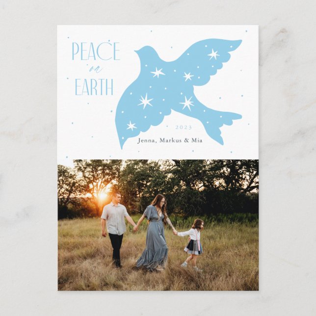 Peace on Earth  Dove Christmas Design  Holiday Postcard (Front)