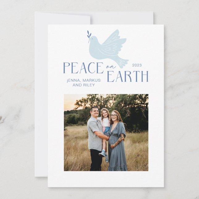 Peace on Earth Dove Christmas Holiday Card (Front)
