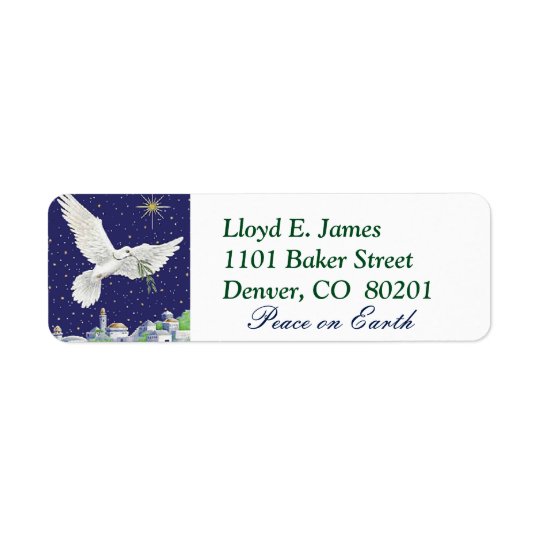 Peace on Earth Dove Christmas Return Address Label