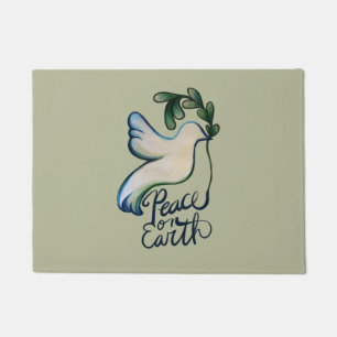 Peace on earth dove of hope peaceful art doormat