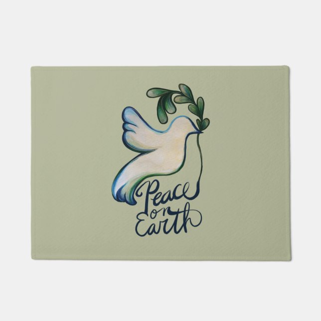 Peace on earth dove of hope peaceful art        doormat (Front)