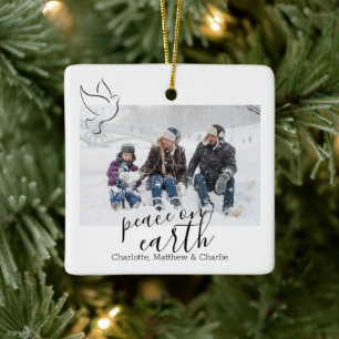 Peace on earth dove Personalised Photo Ceramic Ornament