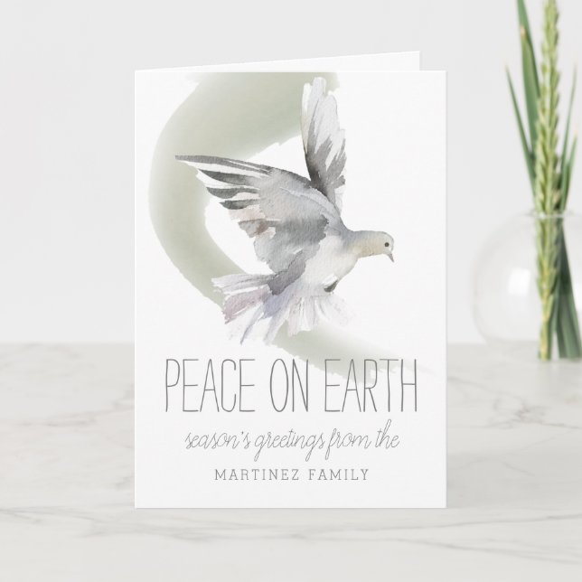 Peace on Earth Dove Photo Christmas Card (Front)