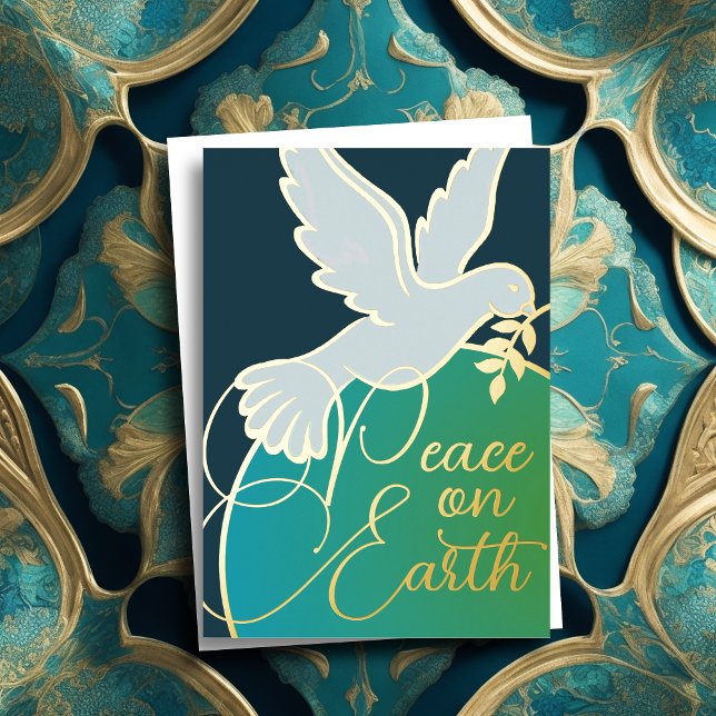 Peace on Earth Dove with Branch Foil Holiday Card (Creator Uploaded)