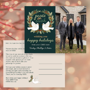 Peace on Earth Doves Business CUSTOM PHOTO Holiday Postcard