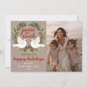 Peace on Earth Doves Christmas CUSTOM 3 PHOTO Holiday Card