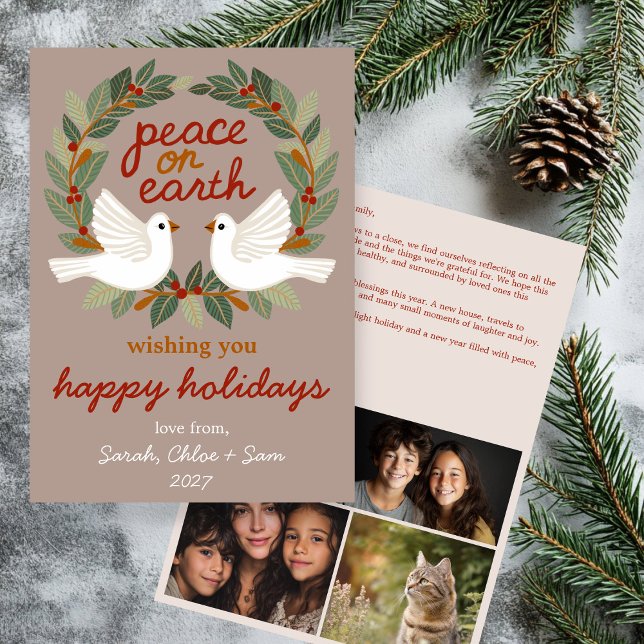 Peace on Earth Doves Christmas CUSTOM 4 PHOTO Holiday Card (Peace on Earth Doves Christmas CUSTOM 4 PHOTO Holiday Card
)