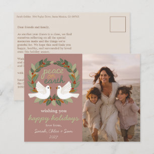 Peace on Earth Doves Christmas CUSTOM PHOTO Holiday Postcard