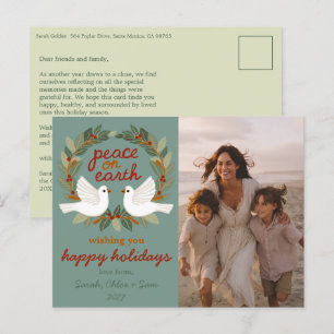 Peace on Earth Doves Christmas CUSTOM PHOTO  Holiday Postcard