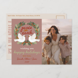 Peace on Earth Doves Christmas CUSTOM PHOTO  Holiday Postcard