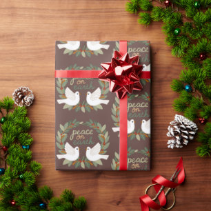 Peace on Earth Doves Christmas Holidays CUSTOM  Wrapping Paper
