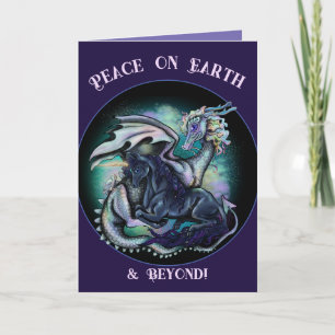 Peace On Earth Dragon and Unicorn Holiday Card