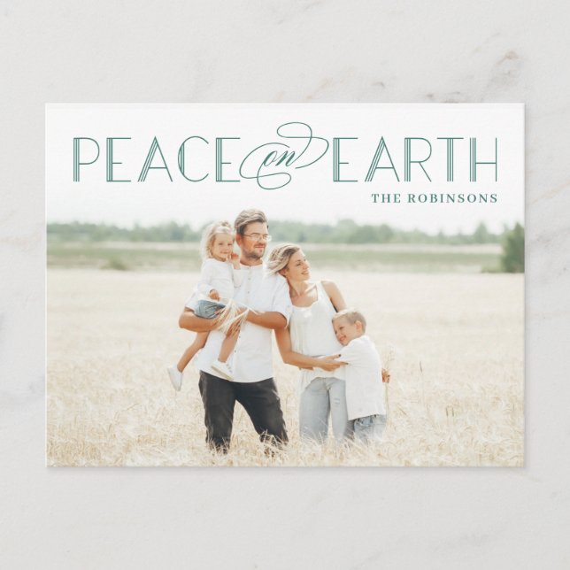 Peace on Earth Editable Colour Holiday Postcard (Front)