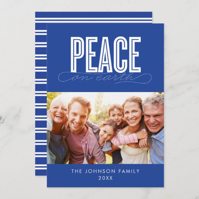 PEACE ON EARTH FAMILY PHOTO CHRISTMAS HOLIDAY CARD (Front/Back)
