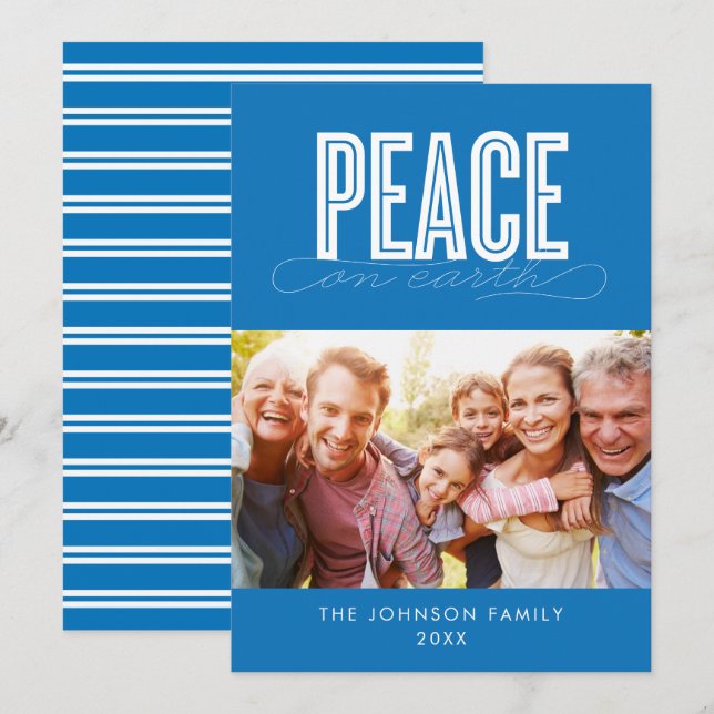 PEACE ON EARTH FAMILY PHOTO CHRISTMAS HOLIDAY CARD (Front/Back)