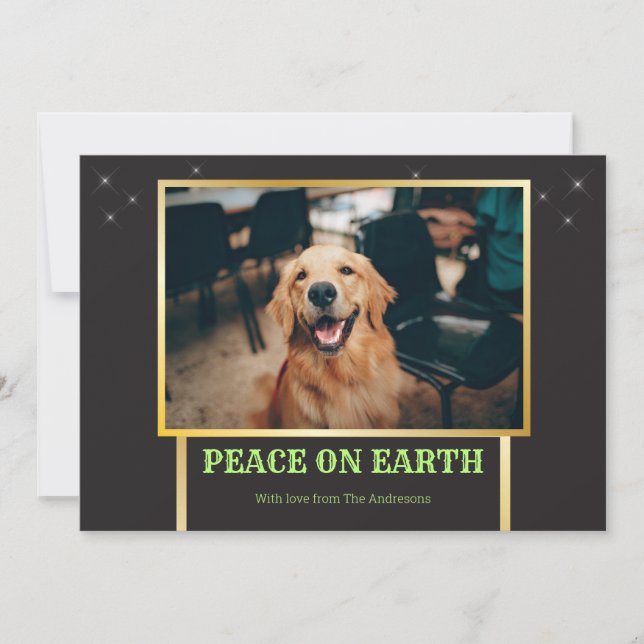 Peace on Earth Festive Fun Modern Christmas Photo  Holiday Card (Front)