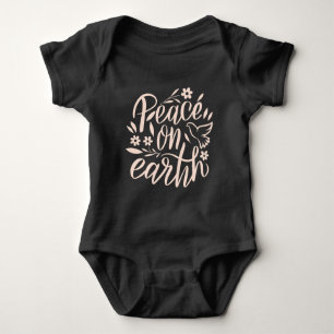 Peace on Earth Floral Design Baby Bodysuit