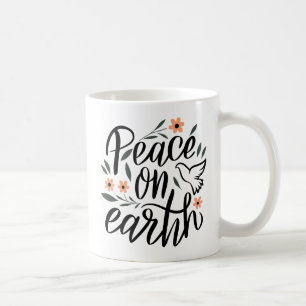 Peace on Earth Floral Design Coffee Mug