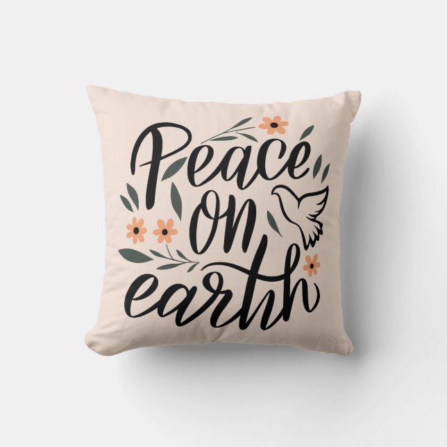 Peace on Earth Floral Design Cushion (Front)