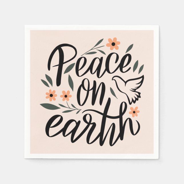 Peace on Earth Floral Design Napkin (Front)