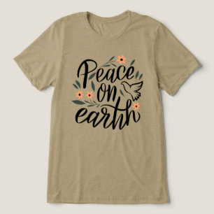 Peace on Earth Floral Design Tri-Blend Shirt