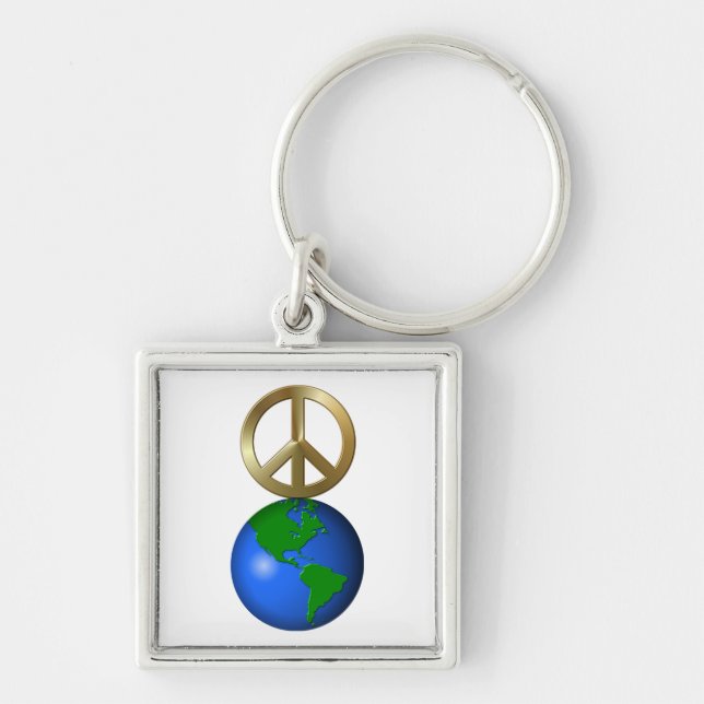 Peace on Earth Fun Rebus Style Word Puzzle Key Ring (Front)