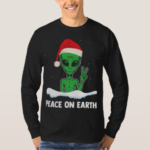 Peace On Earth Funny Xmas Santa Claus Hat Christma T-Shirt