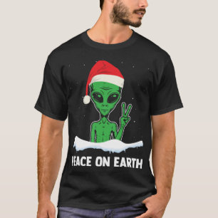 Peace On Earth Funny Xmas Santa Claus Hat Christma T-Shirt