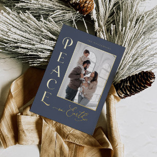 Peace on Earth Gold Foil Holiday Christmas Card