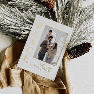 Peace on Earth Gold Foil Holiday Christmas Card