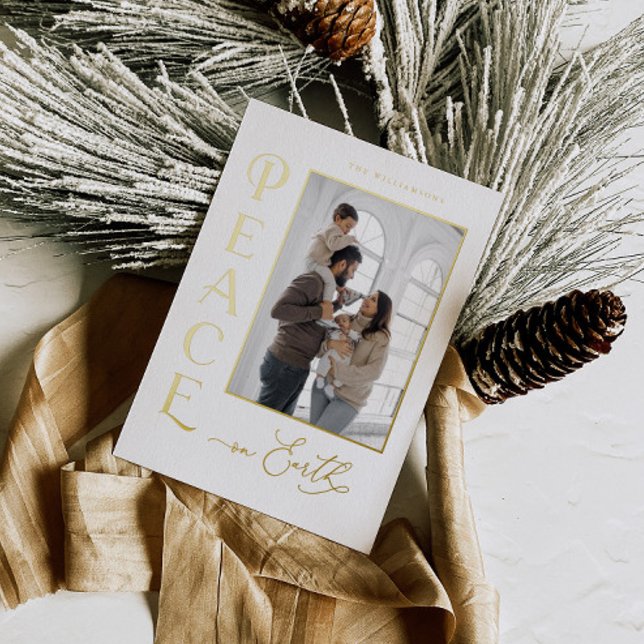 Peace on Earth Gold Foil Holiday Christmas Card (Creator Uploaded)