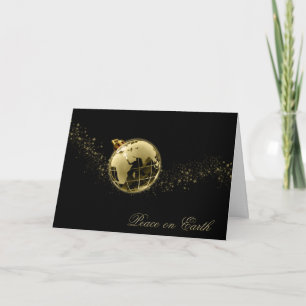 Peace on Earth Gold on Black Christmas Card