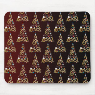 Peace on Earth golden Christmas tree pattern Mouse Pad