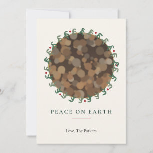 Peace on Earth Greenery Wreath Photo Christmas Car Invitation